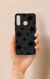 Huawei P30 Lite Uyumlu Siyah Star Desenli Silikon Kılıf