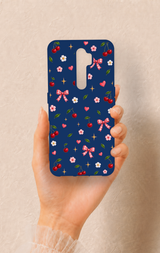 Oppo A5 2020 Uyumlu Çiçek Kiraz Fiyonk Desenli Silikon Kılıf