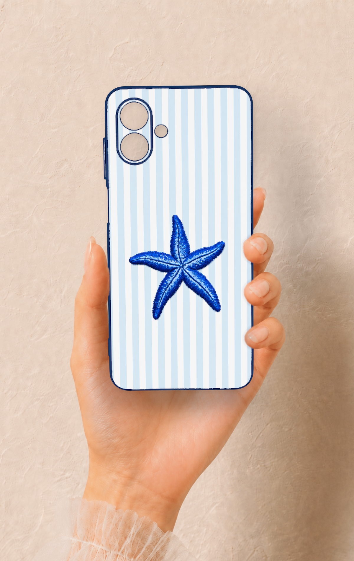 Samsung A07 Uyumlu Mavi Deniz Yıldızı Desenli Silikon Kılıf