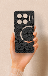 İnfinix Gt 20 Pro Uyumlu Siyah Beyaz Mandala Desenli Silikon Kılıf