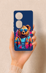 Vivo V40 Uyumlu Gözlüklü Ayı Desenli Silikon Kılıf