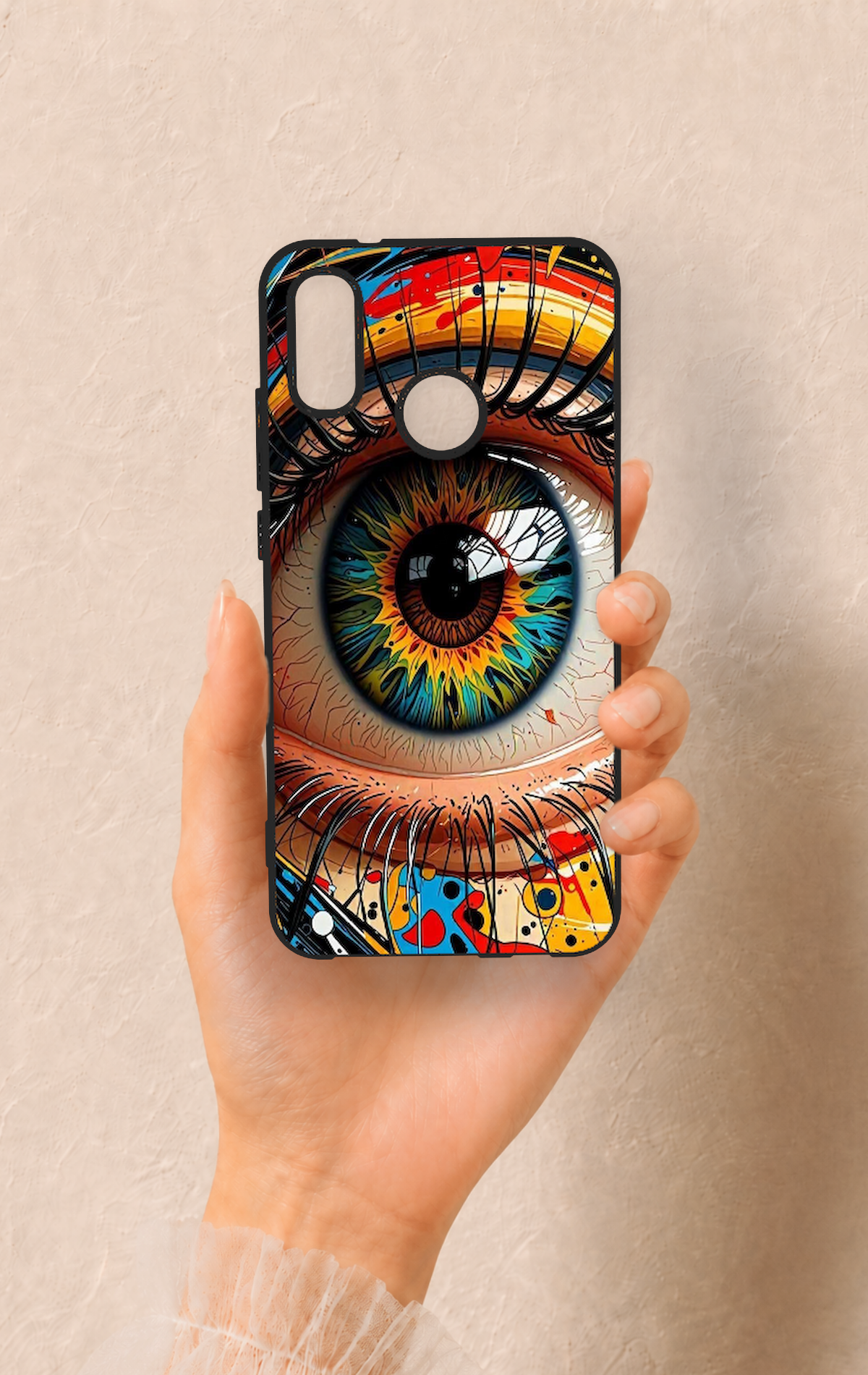 Huawei P20 Lite Uyumlu Renkli Göz Bebeği Desenli Silikon Kılıf