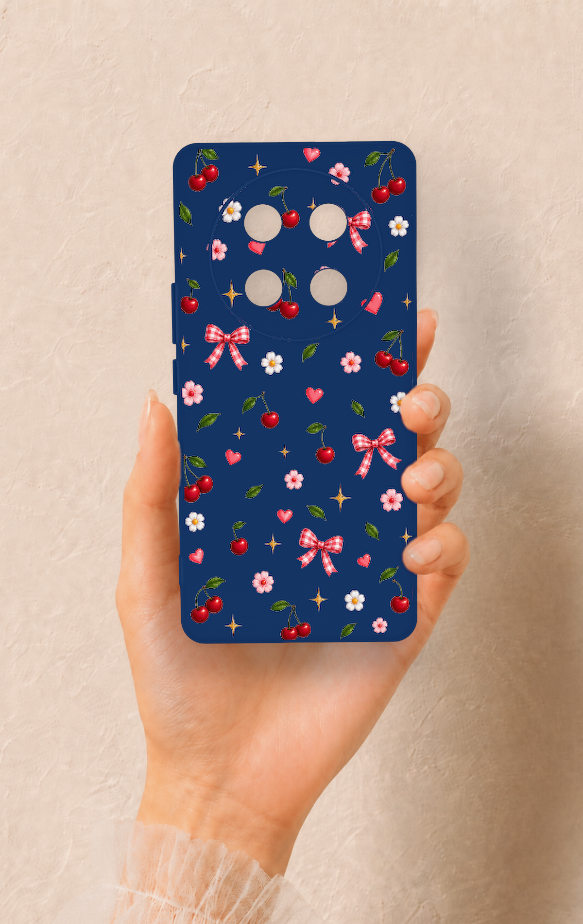 Honor Magic 7 Lite 5G Uyumlu Çiçek Kiraz Fiyonk Desenli Silikon Kılıf