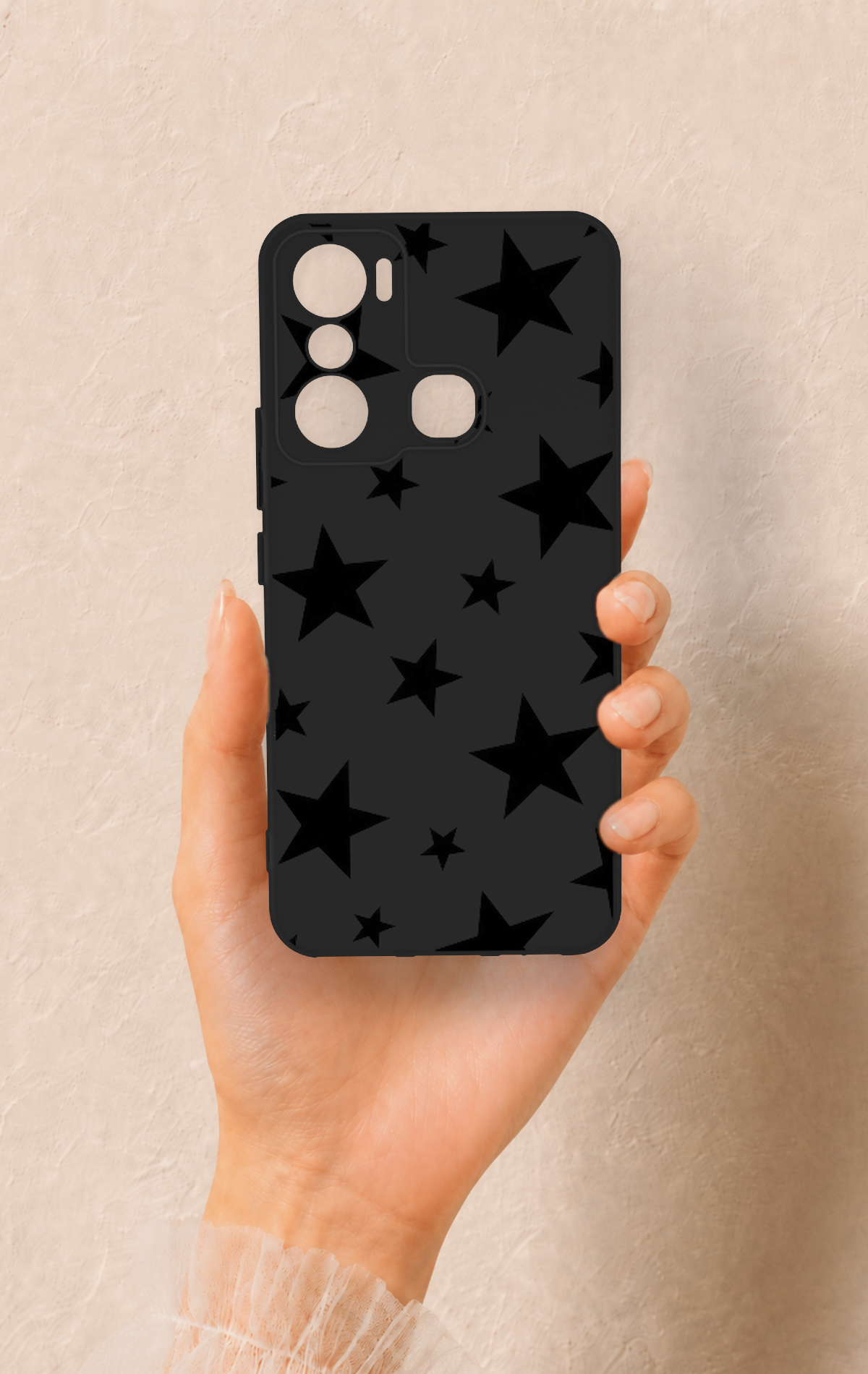 İnfinix Hot 20i Uyumlu Siyah Star Desenli Silikon Kılıf