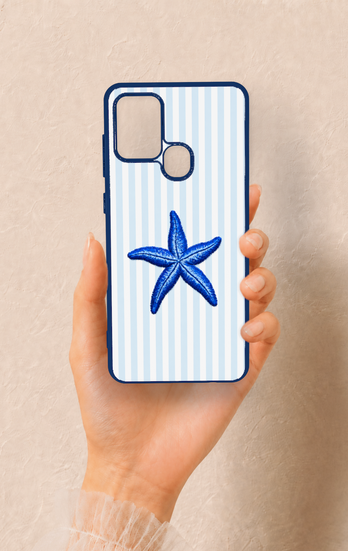 Samsung A21S Uyumlu Mavi Deniz Yıldızı Desenli Silikon Kılıf
