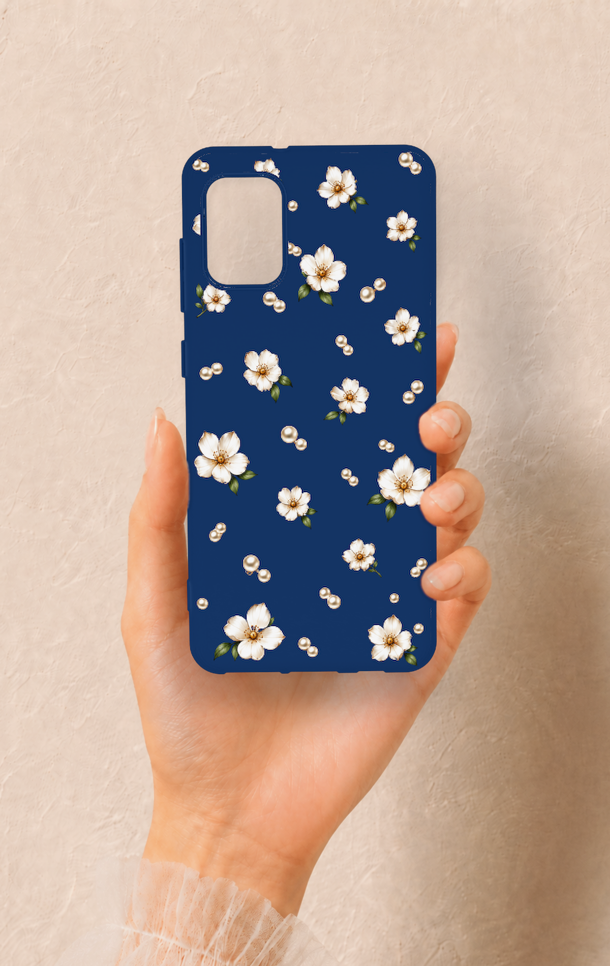 Samsung A31 Uyumlu Papatya İnci Desenli Silikon Kılıf