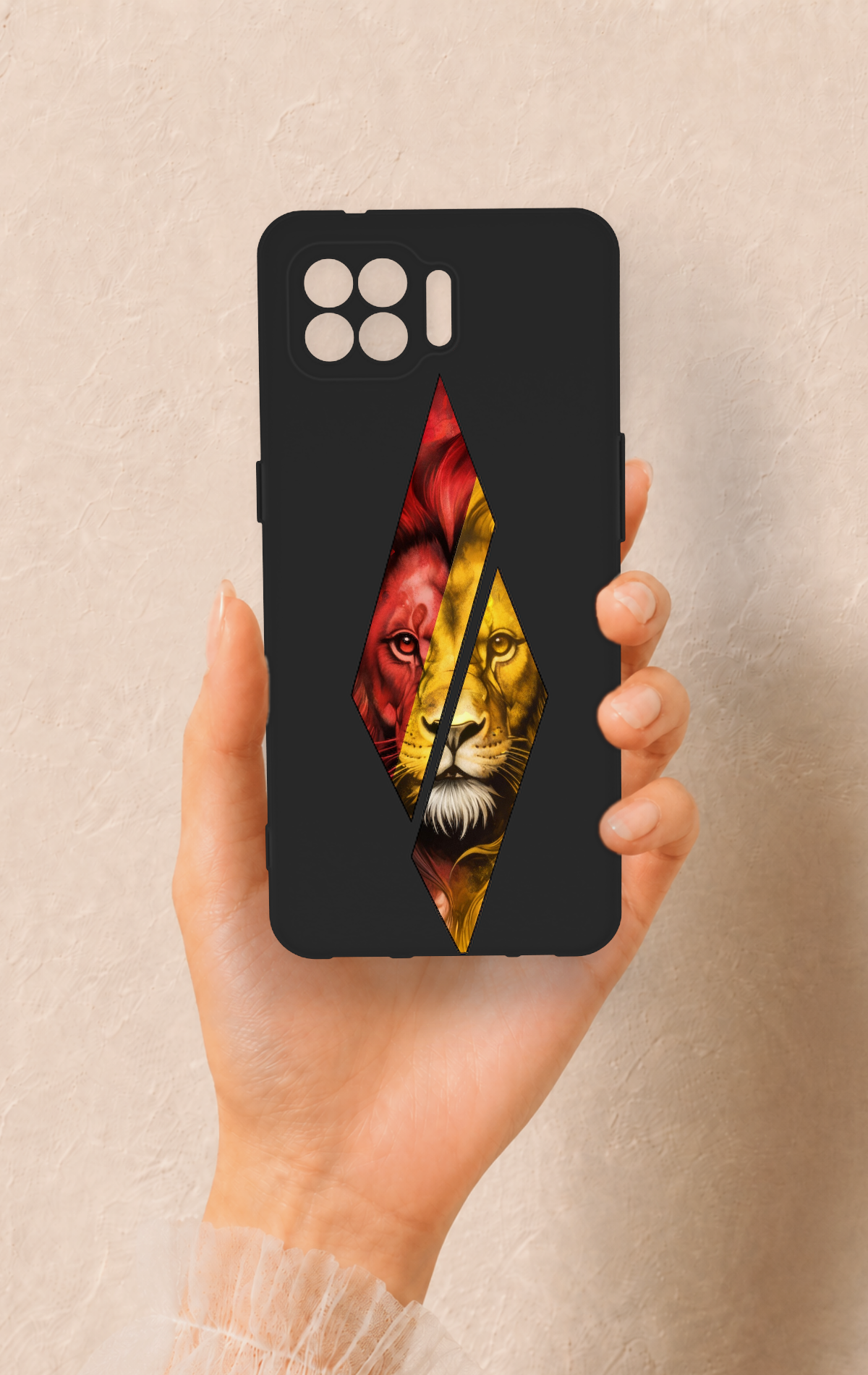 Oppo Reno 4 Lite Uyumlu Kesik Aslan Desenli Silikon Kılıf