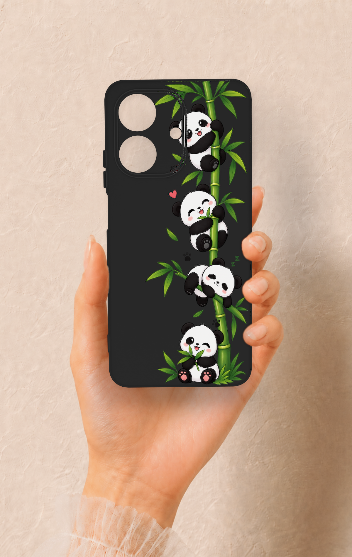 Realme Note 60 Uyumlu Sevimli Panda Bambu Desenli Silikon Kılıf