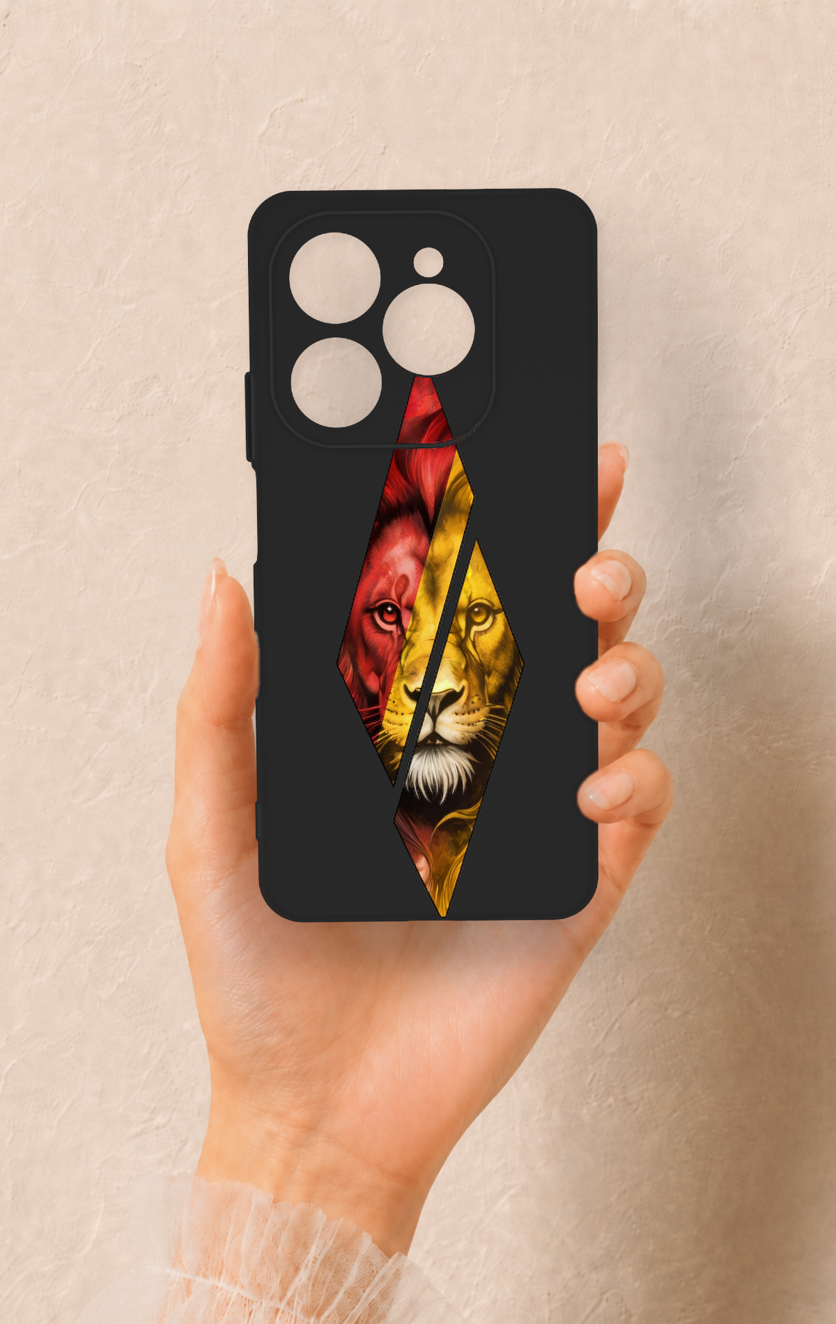 Tecno Spark 20 Pro Uyumlu Kesik Aslan Desenli Silikon Kılıf