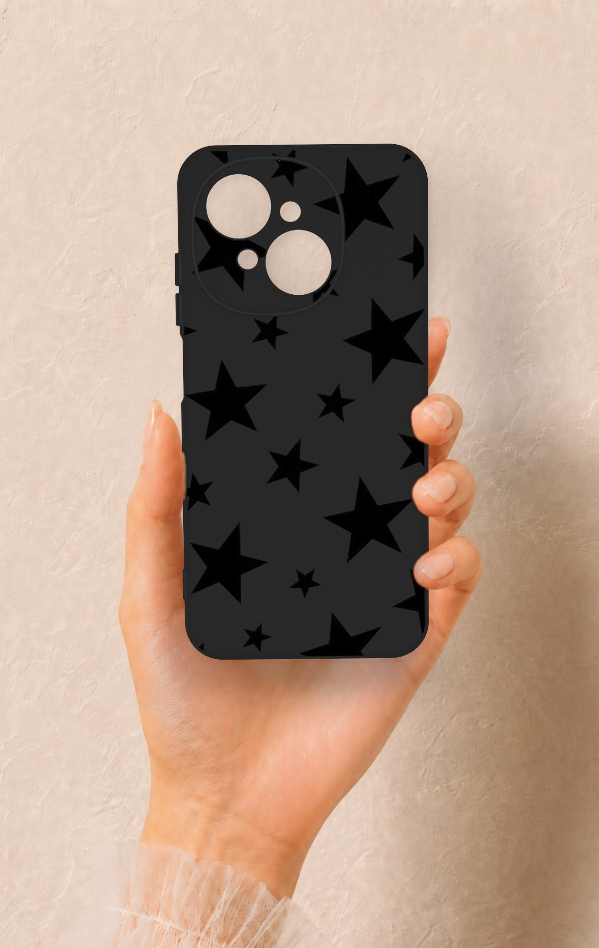 Tecno Spark Go1 Uyumlu Siyah Star Desenli Silikon Kılıf