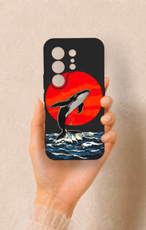 Tecno Camon 50 Uyumlu Kırmızı Güneş Balina Desenli Silikon Kılıf