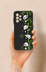 Samsung A13 Uyumlu Sevimli Panda Bambu Desenli Silikon Kılıf