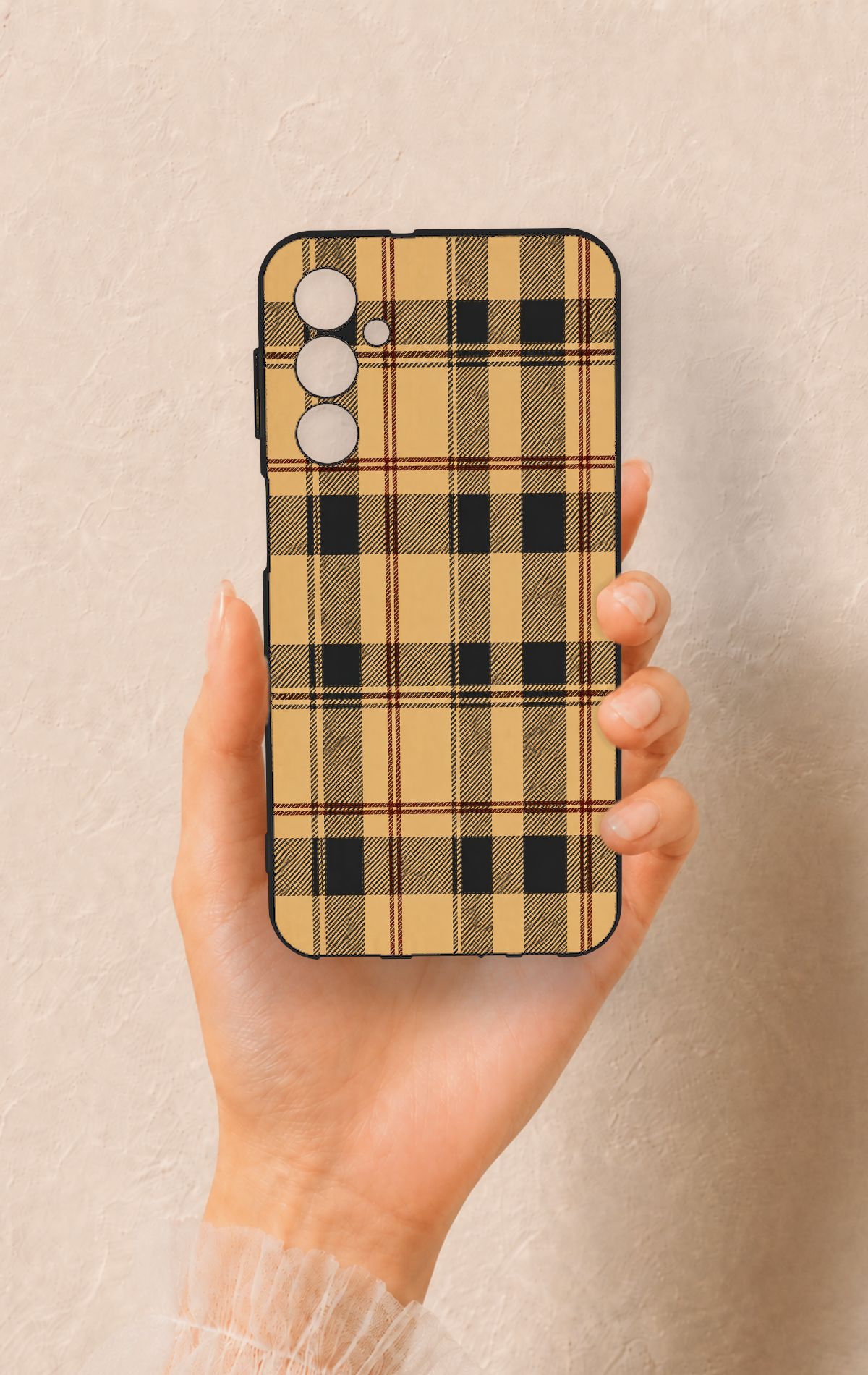 Samsung M34 Uyumlu Burberry Ekose Desenli Silikon Kılıf