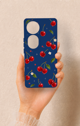 Vivo V40 Uyumlu Kiraz Papatya Desenli Silikon Kılıf