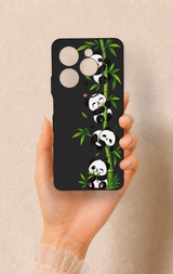 İnfinix Hot 40 Pro Uyumlu Sevimli Panda Bambu Desenli Silikon Kılıf