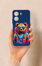 Redmi 13C Uyumlu Gözlüklü Ayı Desenli Silikon Kılıf