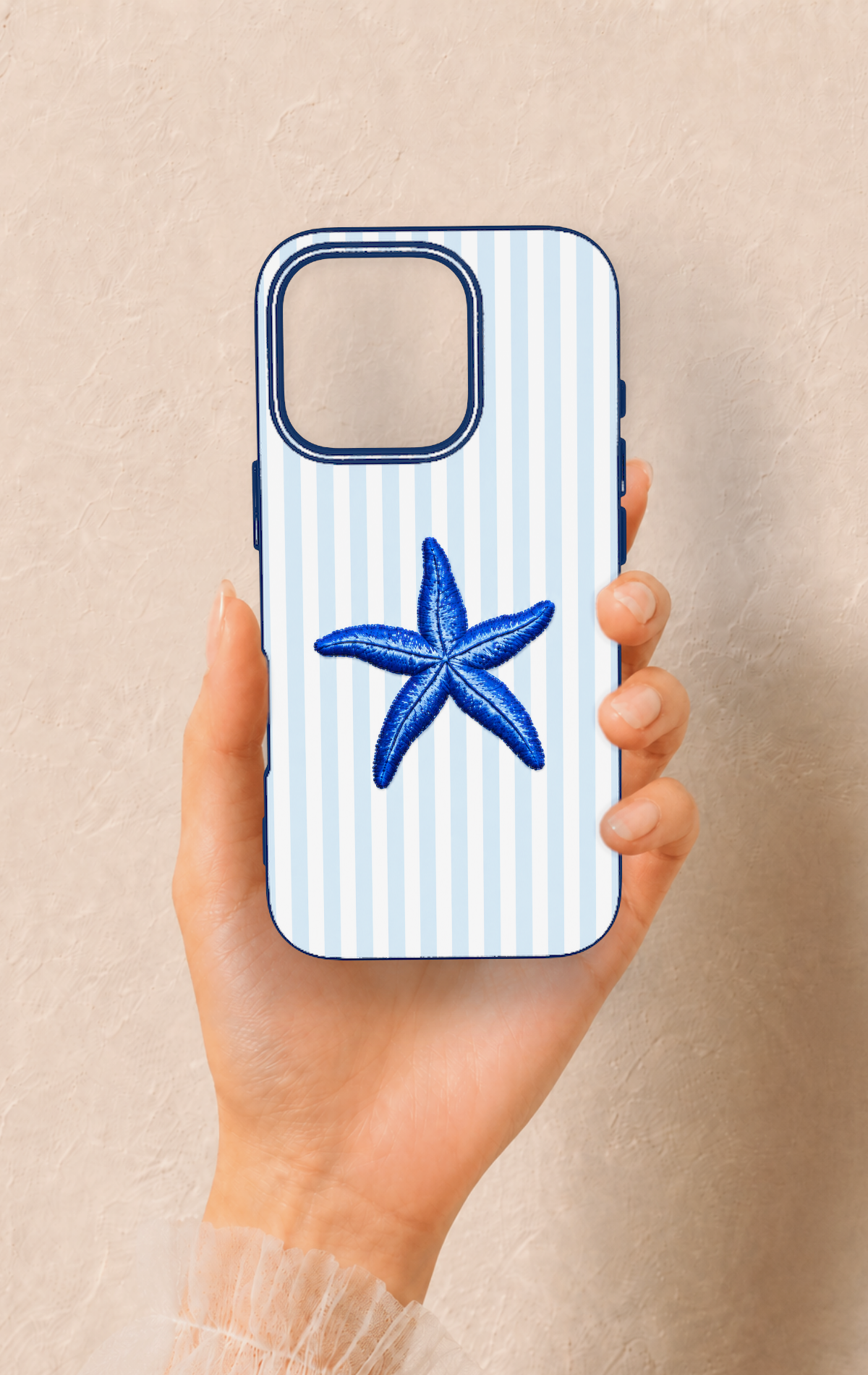 iPhone 16 Pro Uyumlu Mavi Deniz Yıldızı Desenli Silikon Kılıf