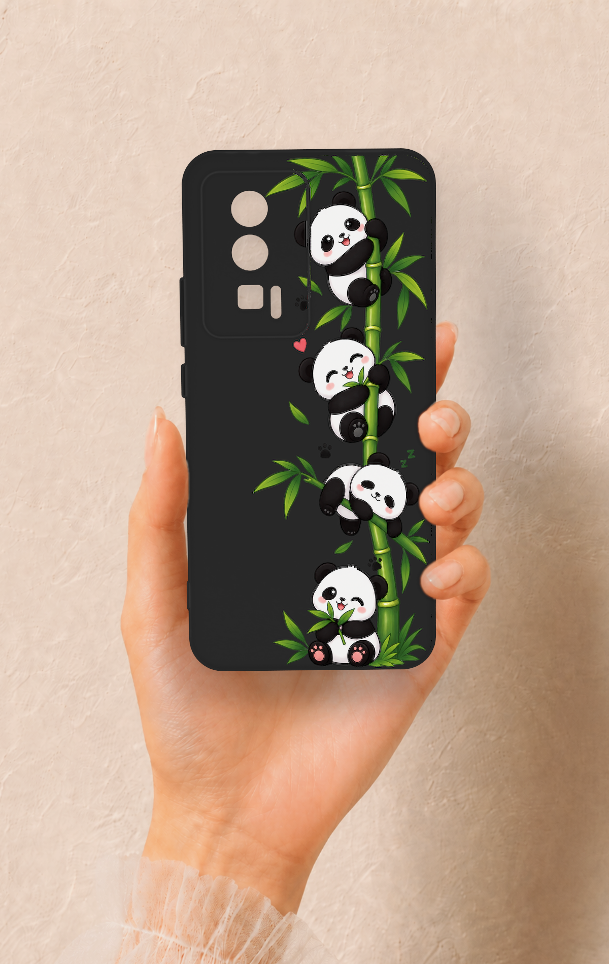Poco F5 Pro Uyumlu Sevimli Panda Bambu Desenli Silikon Kılıf