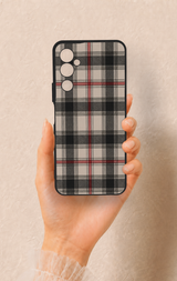 Tecno Pova Neo 2 Uyumlu Siyah Kırmızı Ekose Desenli Silikon Kılıf