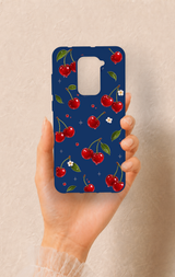 Redmi Note 9 Uyumlu Kiraz Papatya Desenli Silikon Kılıf