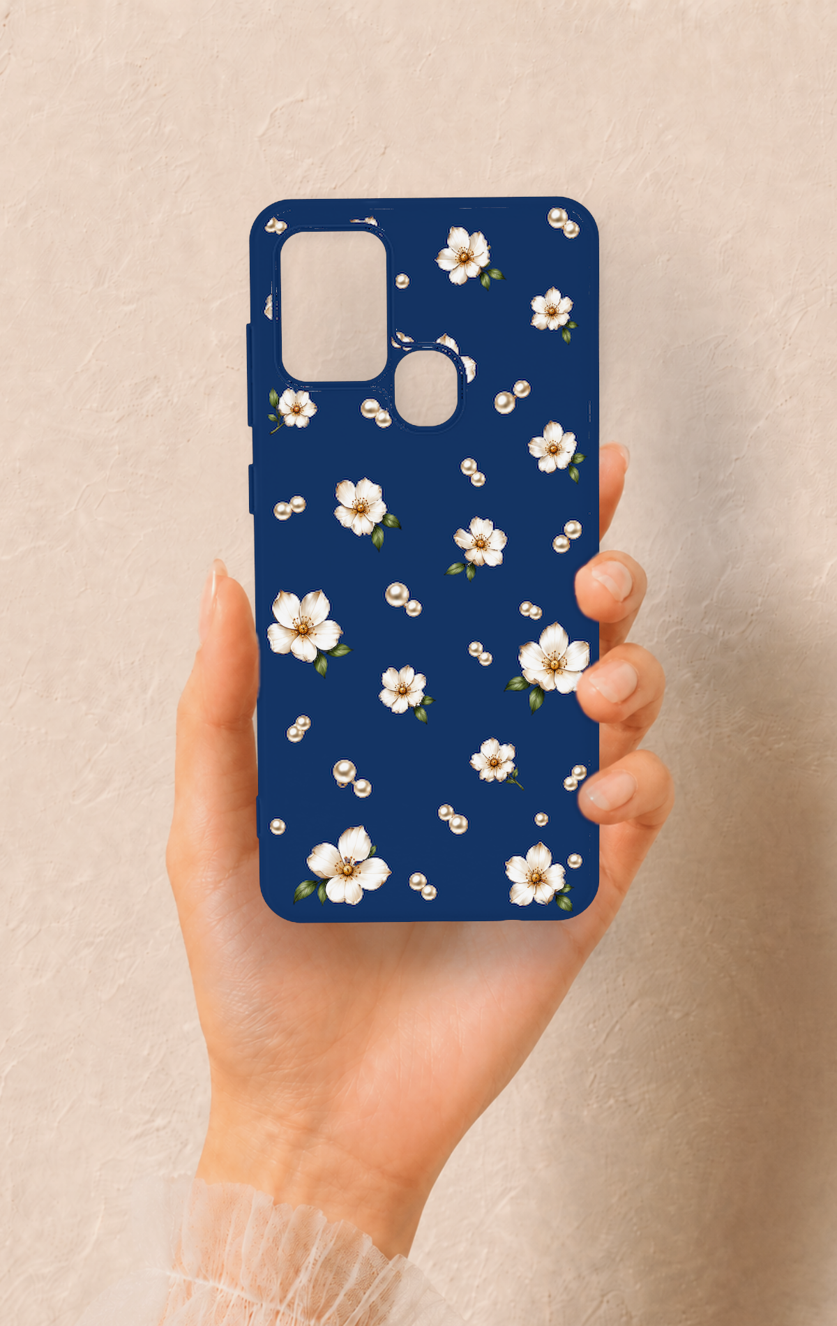 Samsung A21S Uyumlu Papatya İnci Desenli Silikon Kılıf