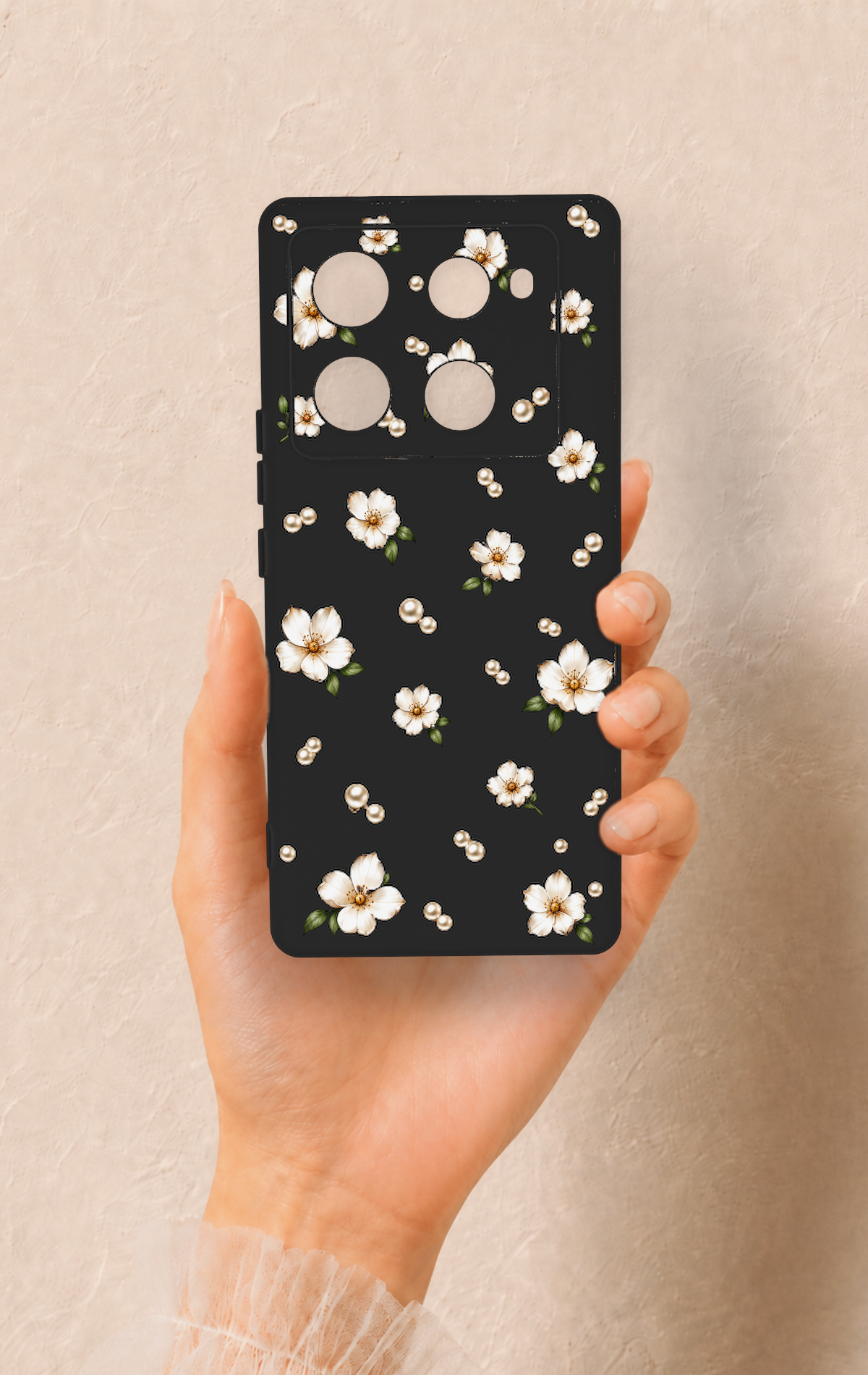 İnfinix Note 40 Pro Uyumlu İnci Papatya Desenli Silikon Kılıf