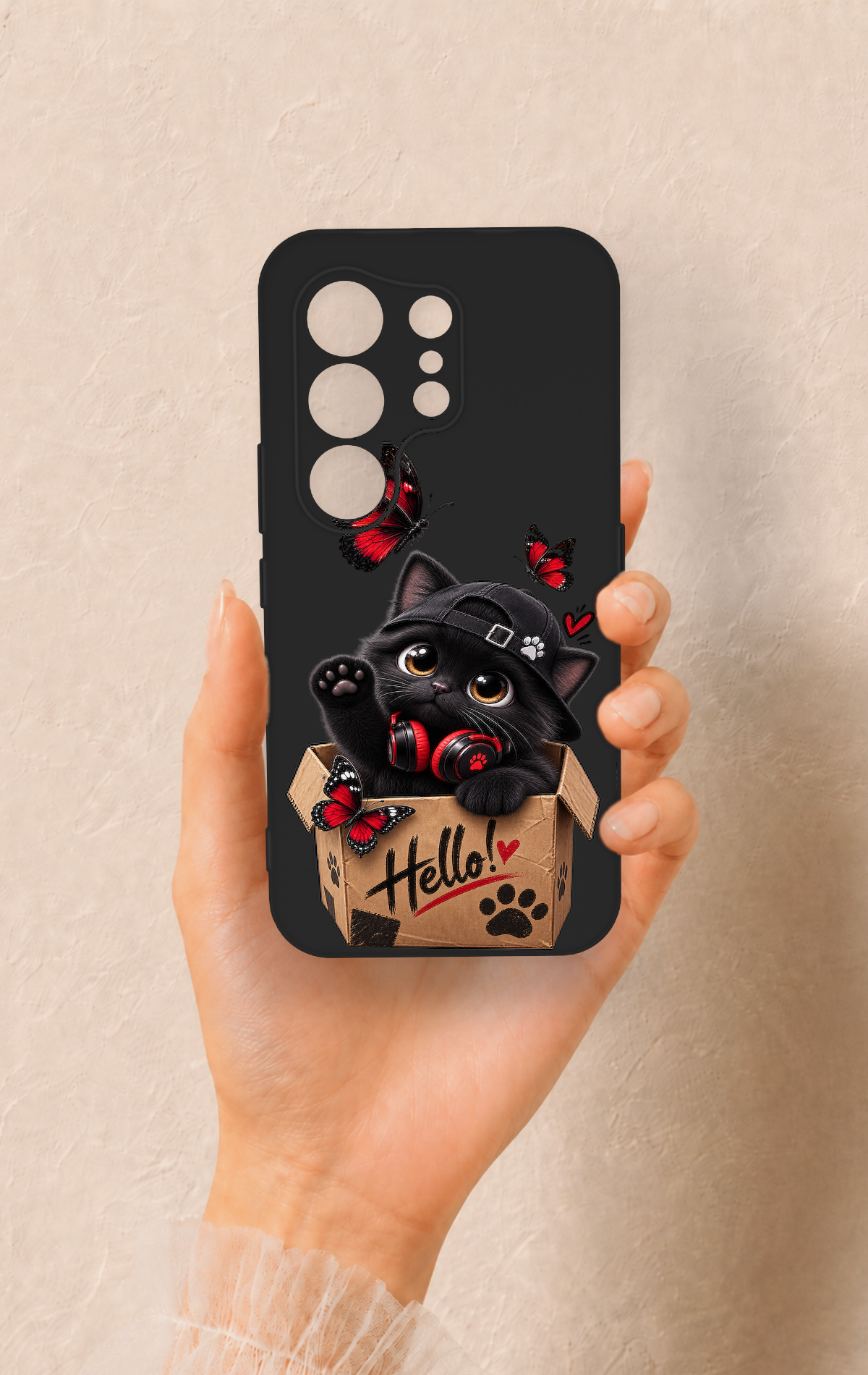 Tecno Camon 50 4G Uyumlu Hello Cat Desenli Silikon Kılıf