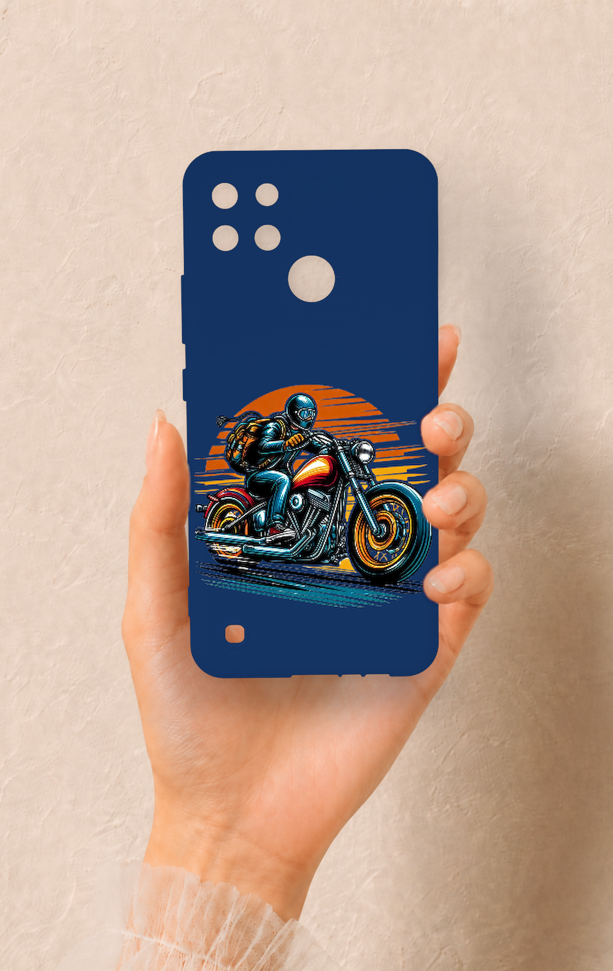 Realme C21Y Uyumlu Moto Rider Desenli Silikon Kılıf