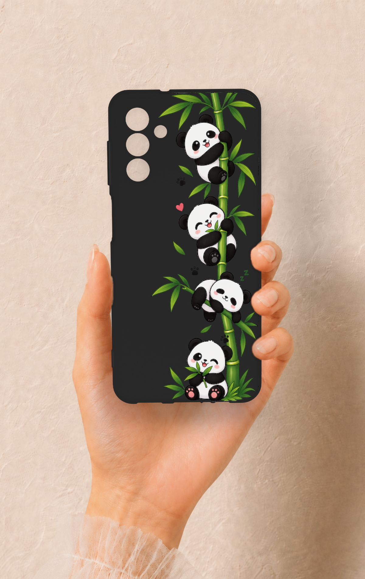 Samsung A04S Uyumlu Sevimli Panda Bambu Desenli Silikon Kılıf