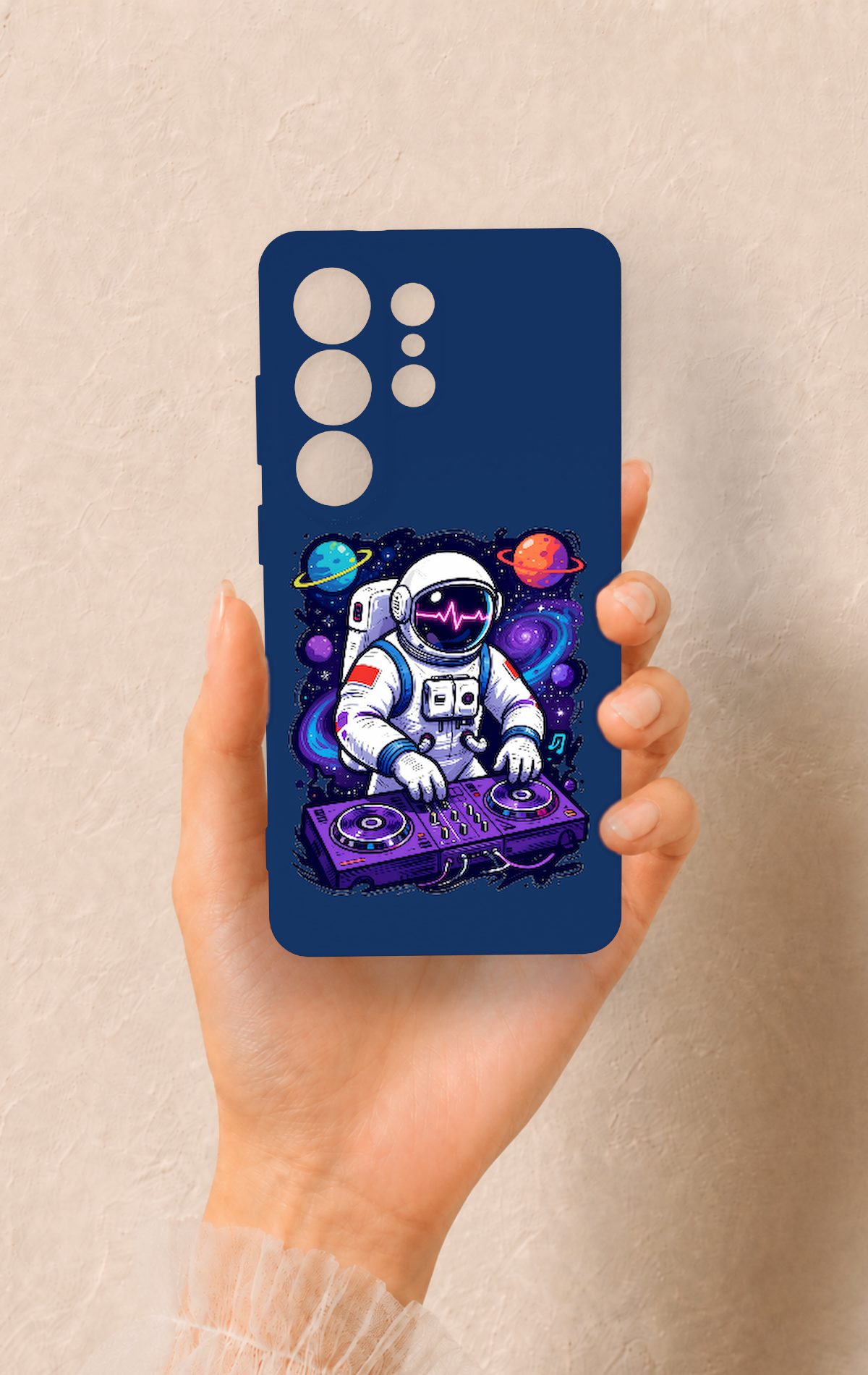 Samsung S26 Ultra Uyumlu Astronot DJ Desenli Silikon Kılıf