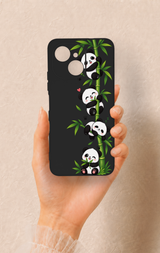 Tecno Spark 40C Uyumlu Sevimli Panda Bambu Desenli Silikon Kılıf