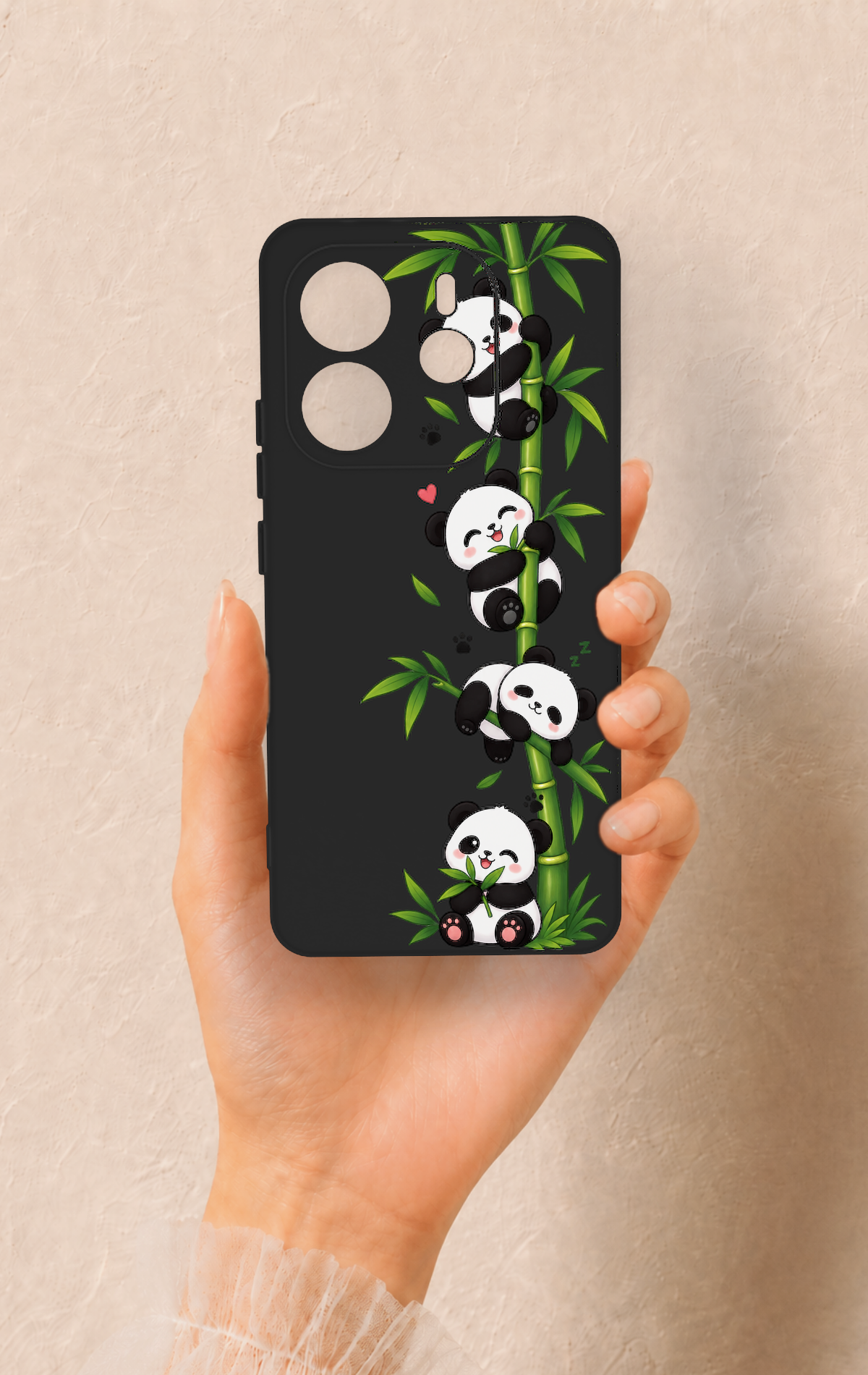 Redmi Note 14 4G Uyumlu Sevimli Panda Bambu Desenli Silikon Kılıf