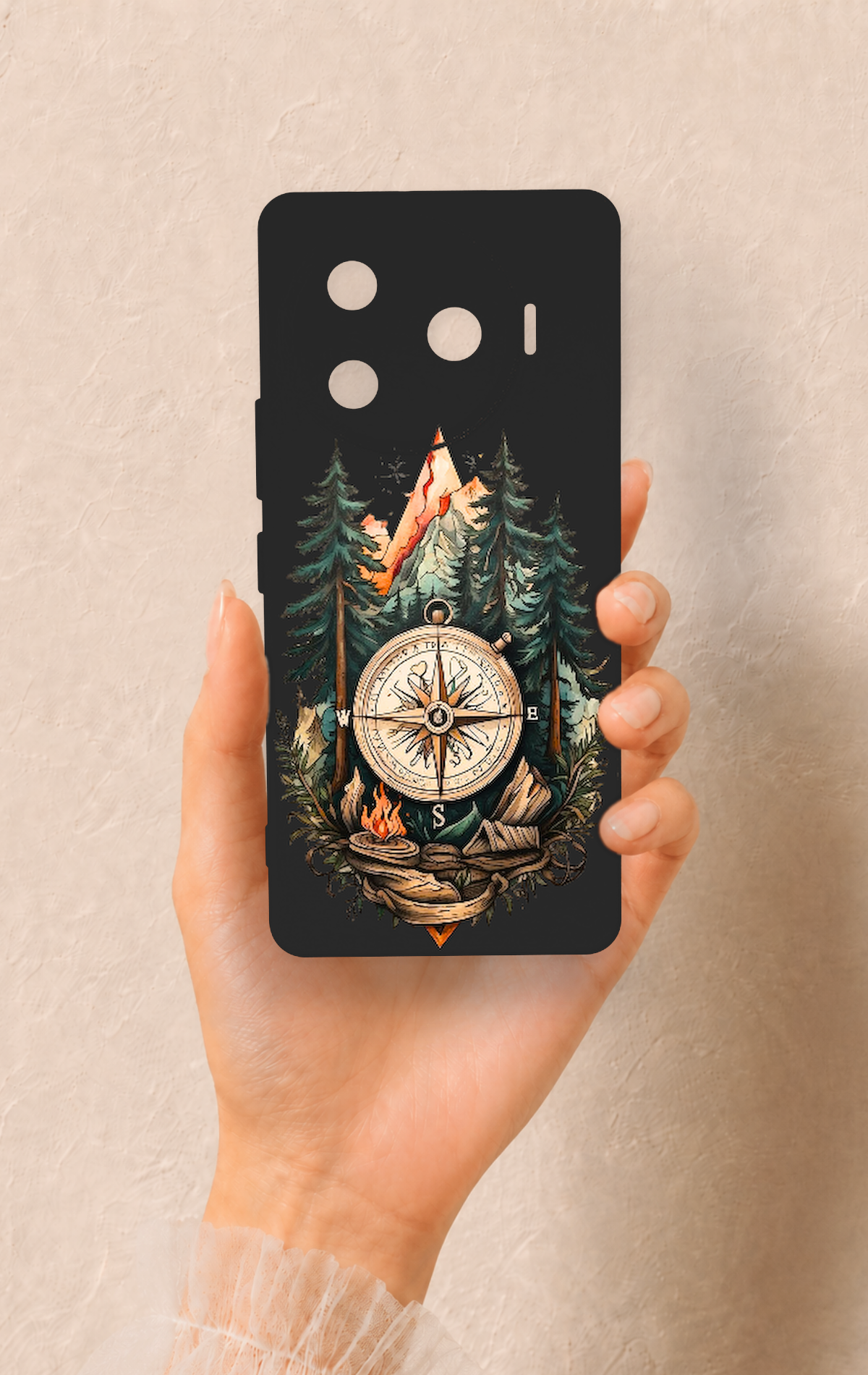 Tecno Camon 30 Pro 5G Uyumlu Pusula Orman Desenli Silikon Kılıf