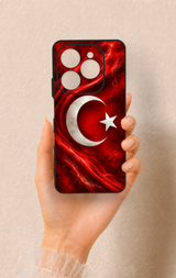 Tecno Spark 20 Pro Uyumlu Türk Bayrağı Desenli Silikon Kılıf