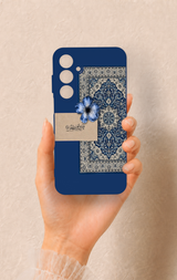 Samsung A55 Uyumlu Mavi Etnik Halı Desenli Silikon Kılıf