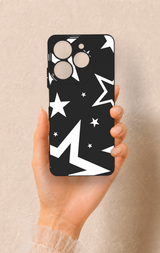 Tecno Spark 10 Pro Uyumlu Siyah Mega Star Desenli Silikon Kılıf