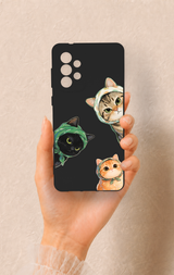Samsung-A73 Uyumlu Kedi Ekibi Desenli Silikon Kılıf