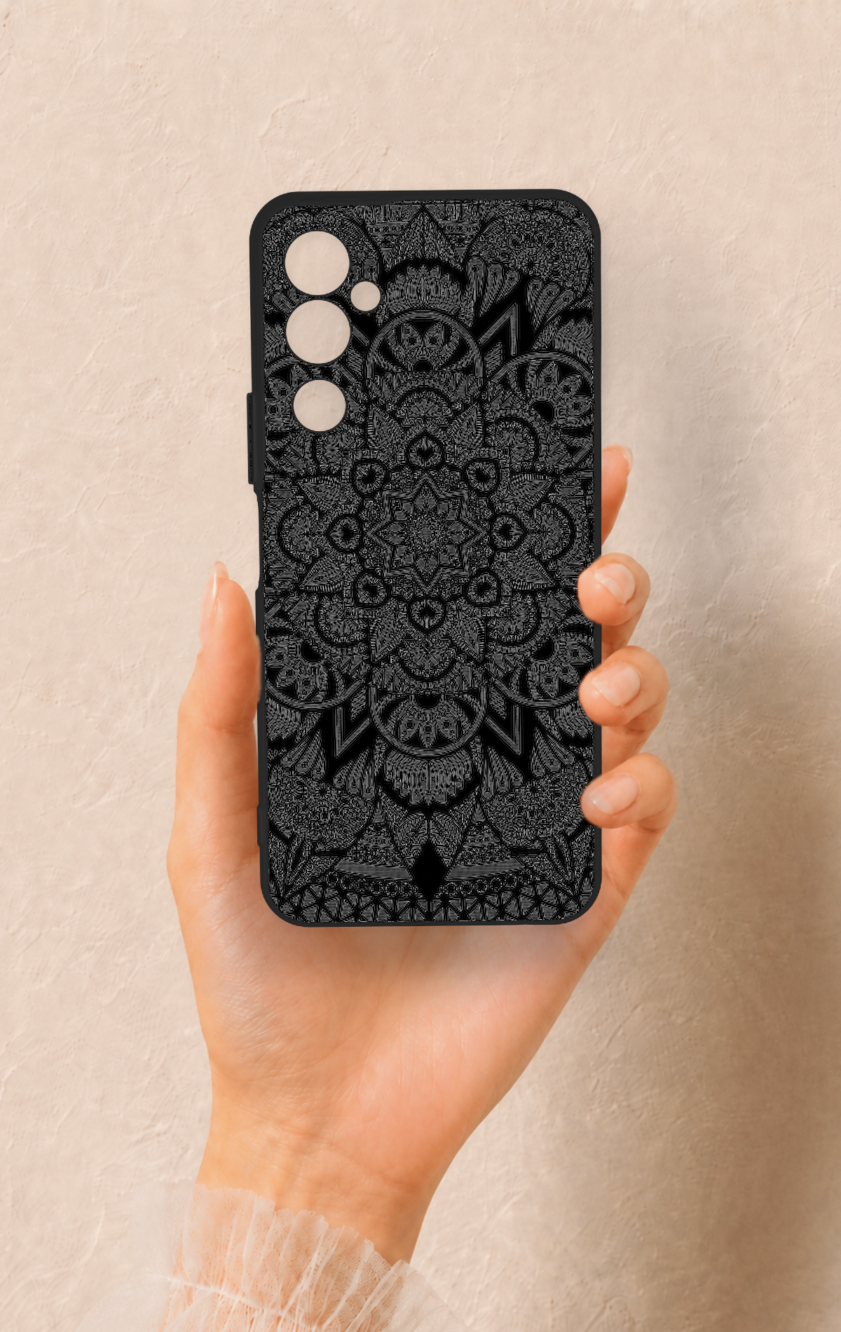 Tecno Pova Neo 2 Uyumlu Siyah Beyaz Mandala Desenli Silikon Kılıf