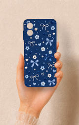 Samsung A07 Uyumlu Mavi Papatya Fiyonk Desenli Silikon Kılıf