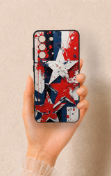 Samsung-S21FE Uyumlu Star Flag Desenli Silikon Kılıf