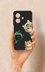 Oppo A3 Uyumlu Kedi Ekibi Desenli Silikon Kılıf