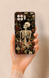 Oppo Reno 4 Lite Uyumlu Çiçek İskelet Desenli Silikon Kılıf