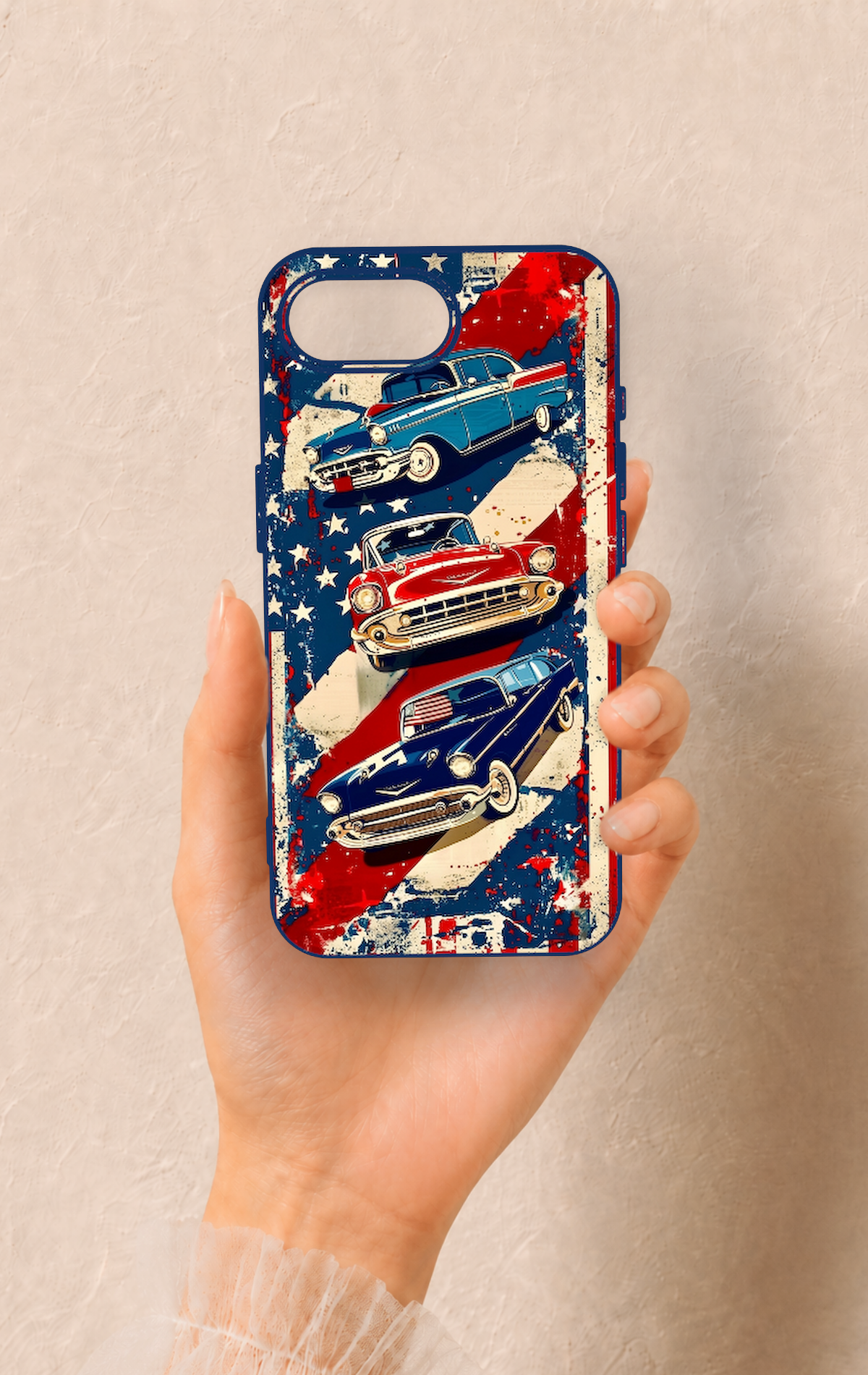 iPhone 16E Uyumlu Amerikan Chevrolet Desenli Silikon Kılıf