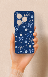 Tecno Spark 20 Pro Uyumlu Mavi Papatya Fiyonk Desenli Silikon Kılıf