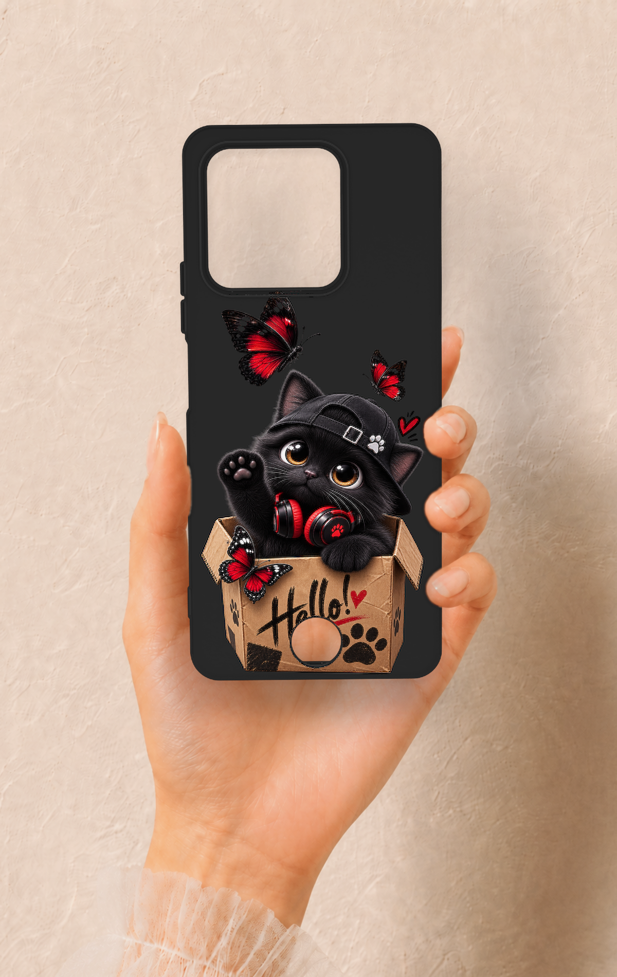 Reeder S71 Uyumlu Hello Cat Desenli Silikon Kılıf
