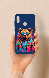 Huawei Y7 2019 Uyumlu Gözlüklü Ayı Desenli Silikon Kılıf