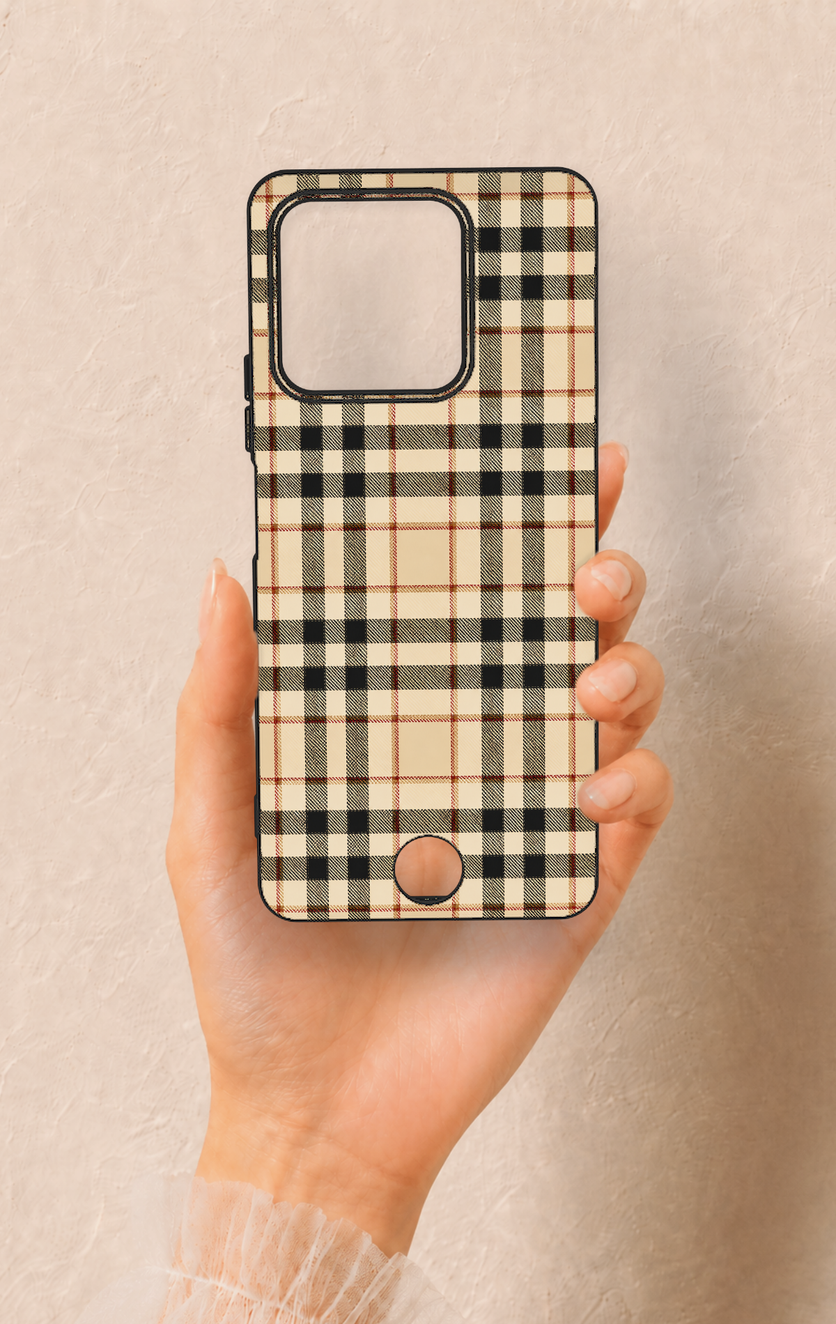 Reeder S71 Uyumlu Karamel Siyah Ekose Desenli Silikon Kılıf