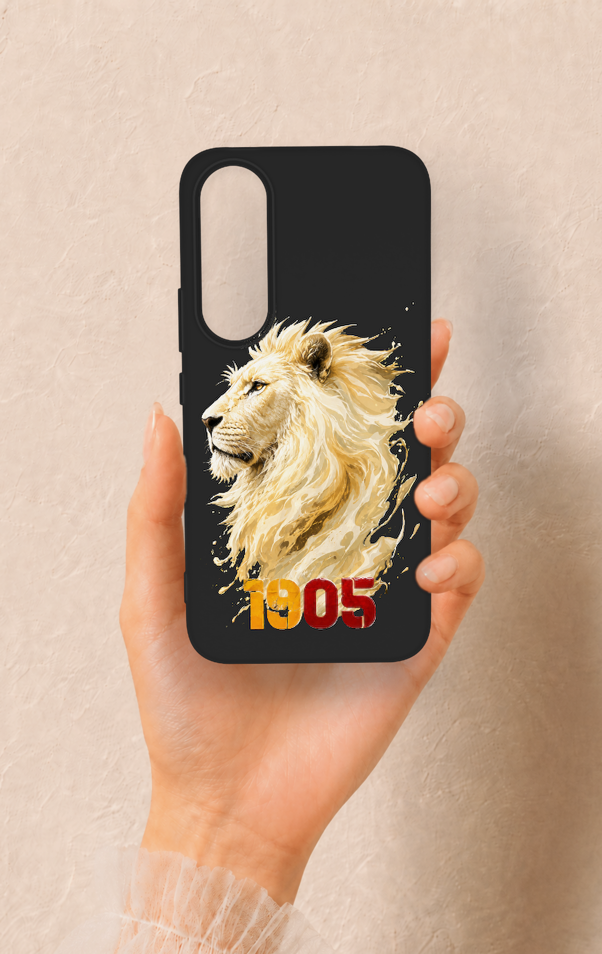 Vivo V70 FE 5G Uyumlu Sarı Kırmızı 1905 Aslan Desenli Silikon Kılıf