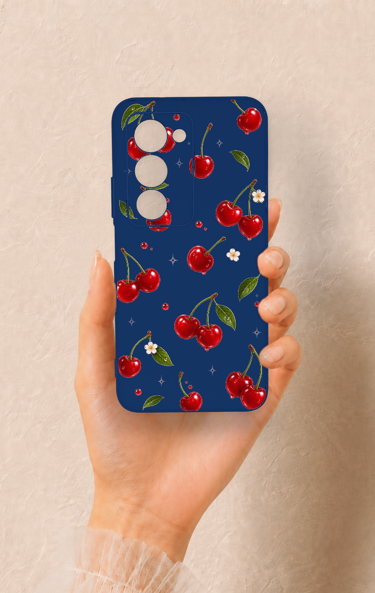 Redmi 15 5G Uyumlu Kiraz Papatya Desenli Silikon Kılıf