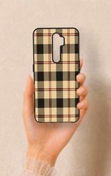 Oppo A5 2020 Uyumlu Krem Ekose Desenli Silikon Kılıf